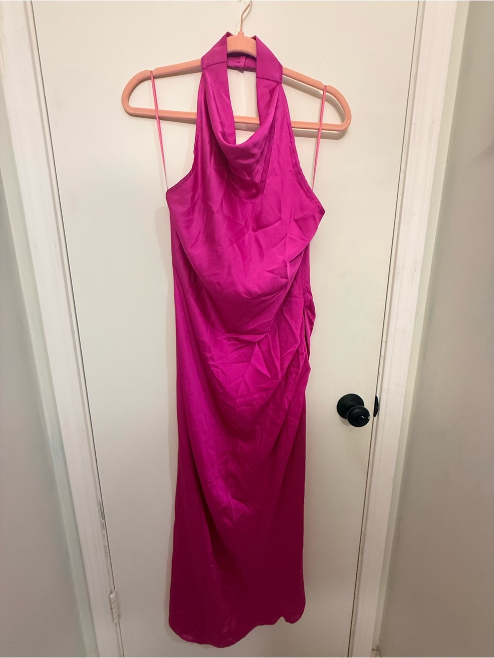 Vici Fuchsia Halter Cowl Maxi Dress